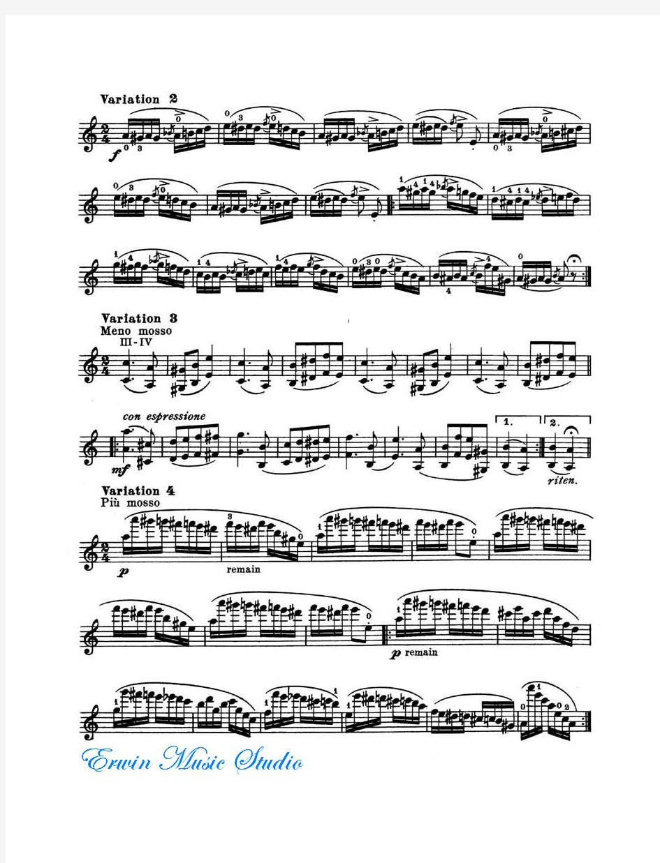 帕格尼尼-奥尔《第24首小提琴随想曲》小提琴谱