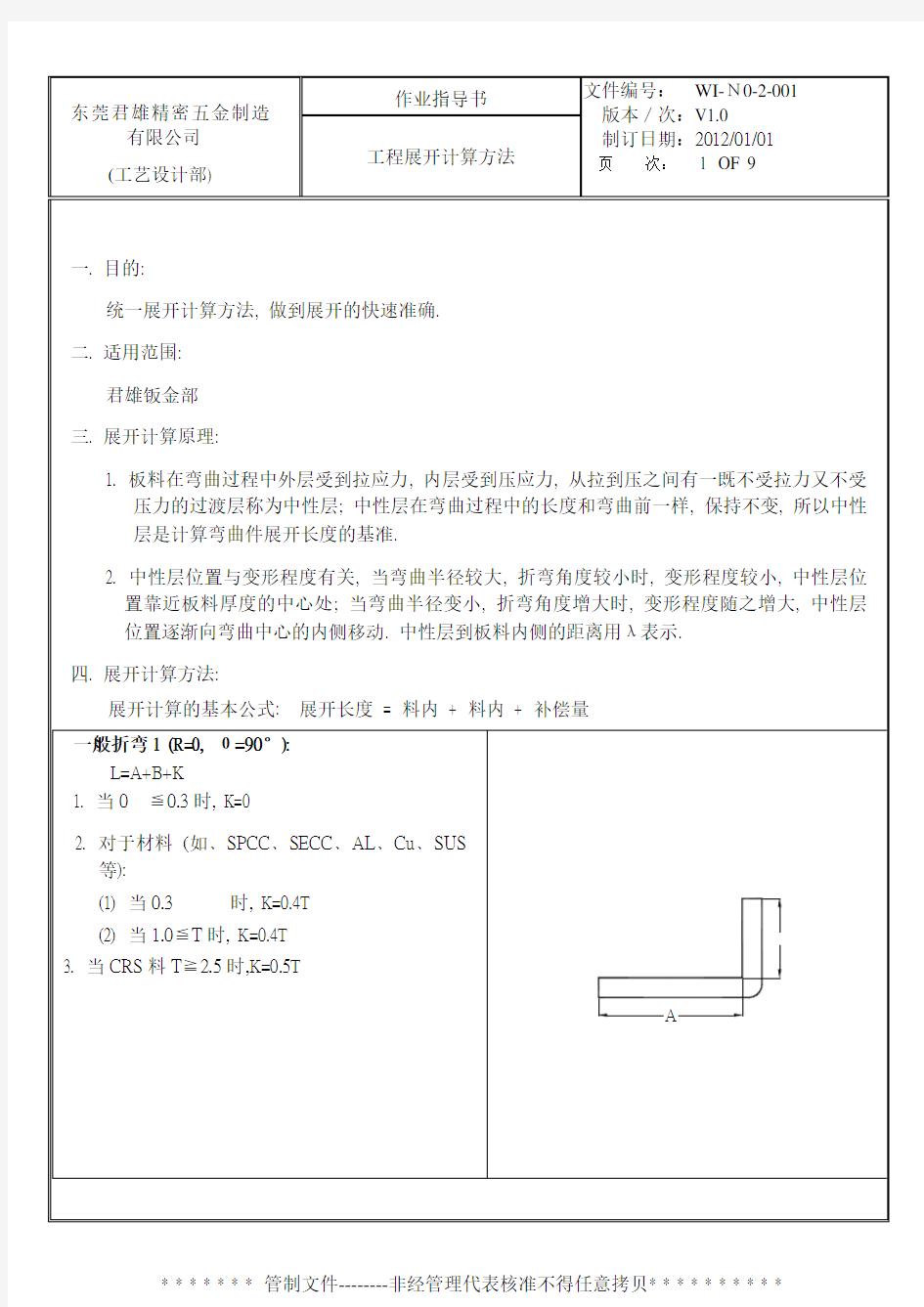 钣金件展开计算方法