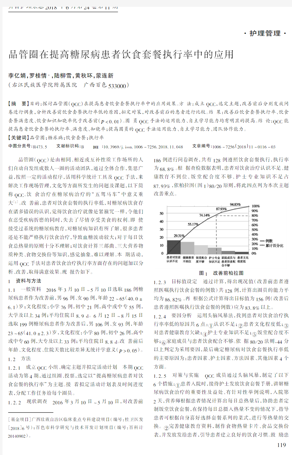 品管圈在提高糖尿病患者饮食套餐执行率中的应用