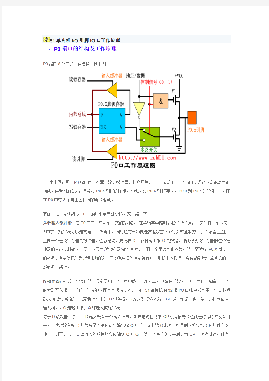 51单片机IO引脚IO口工作原理