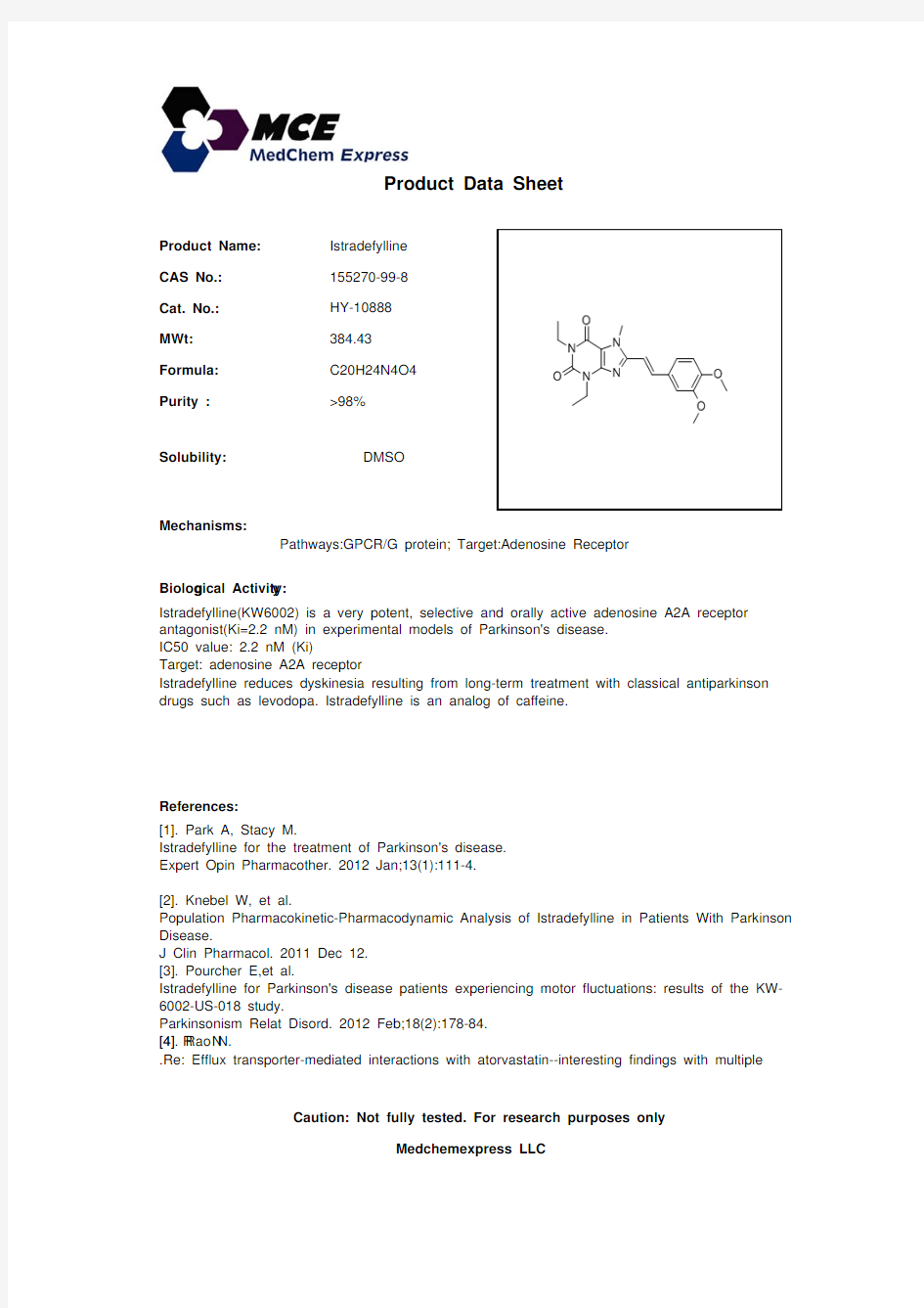 Istradefylline-Inhibitors-DateSheet