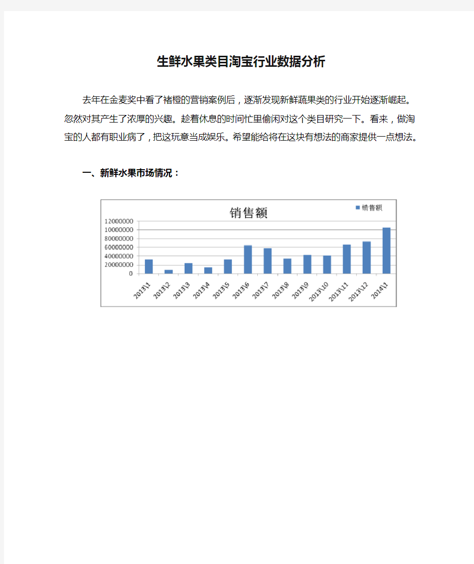 2013.3生鲜水果类目淘宝行业数据分析