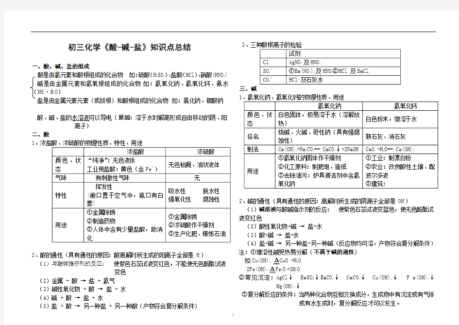 初三化学酸碱盐经典习题