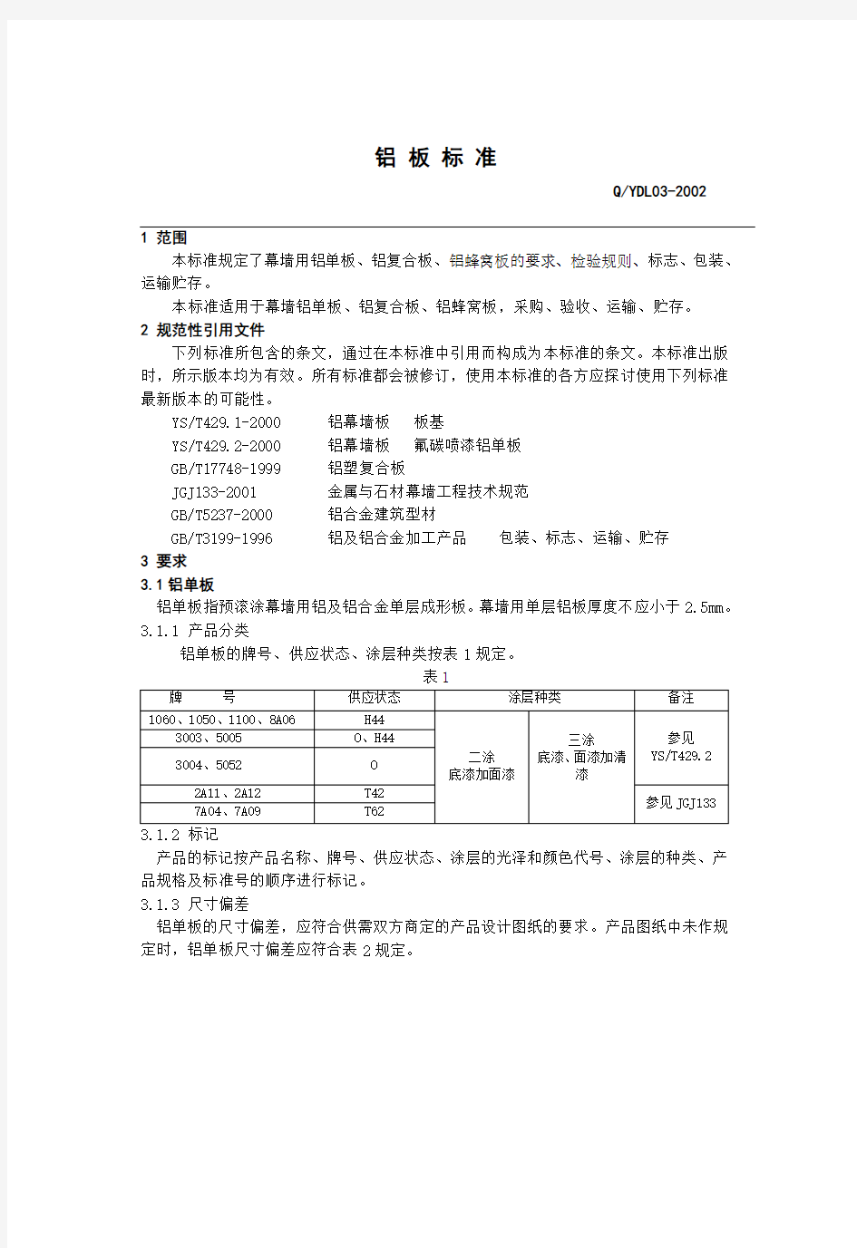 幕墙企业标准_铝板标准