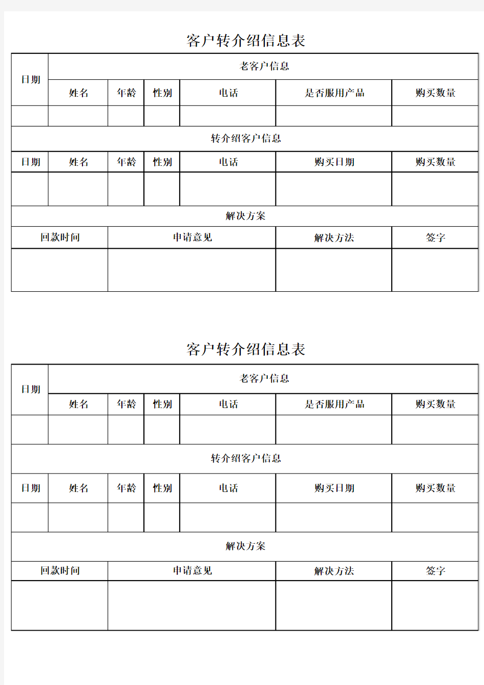 客户转介绍表1