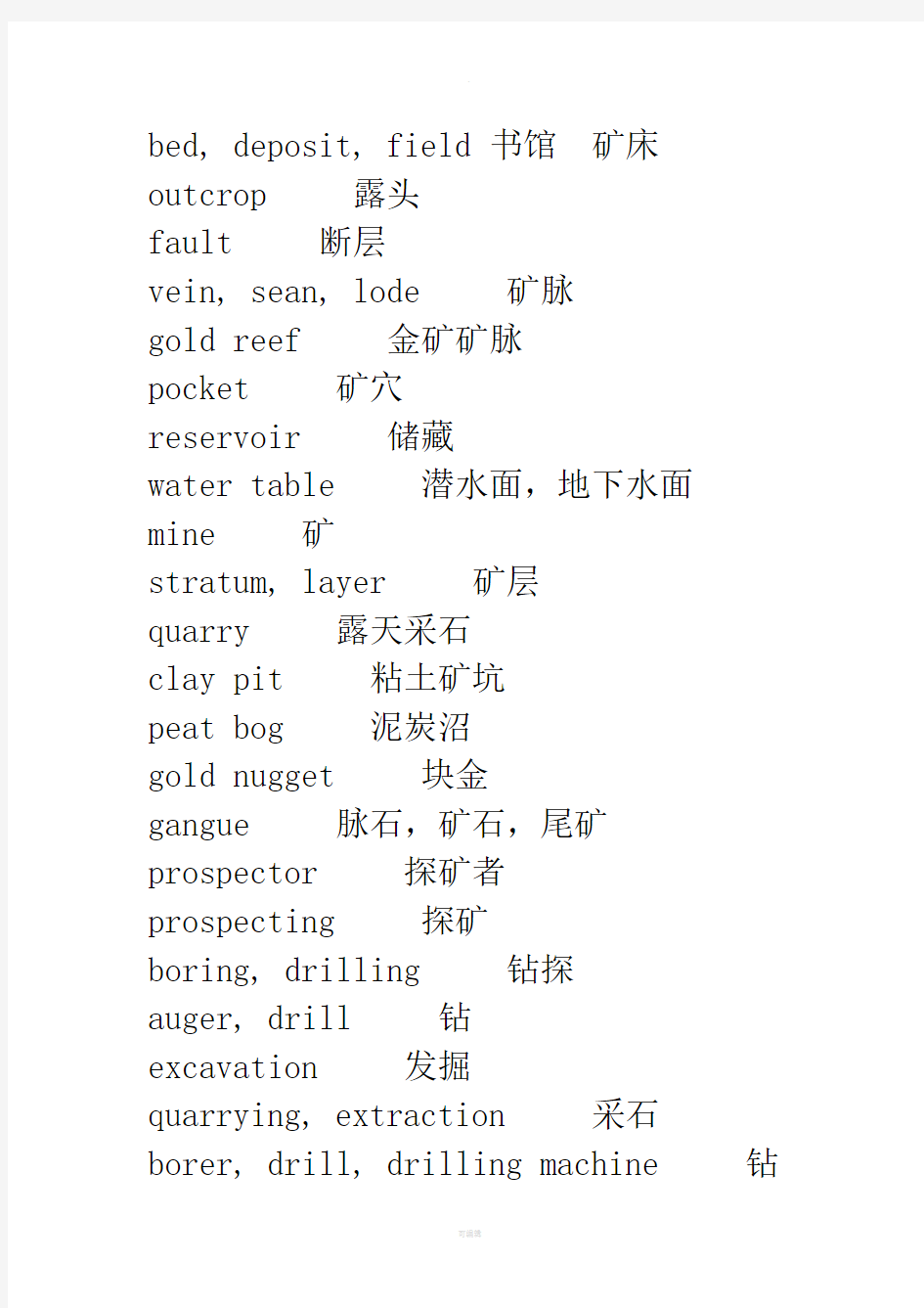 采矿专业英语