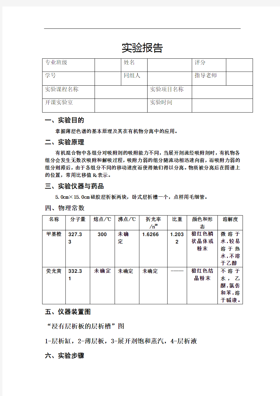 薄层色谱法实验报告 