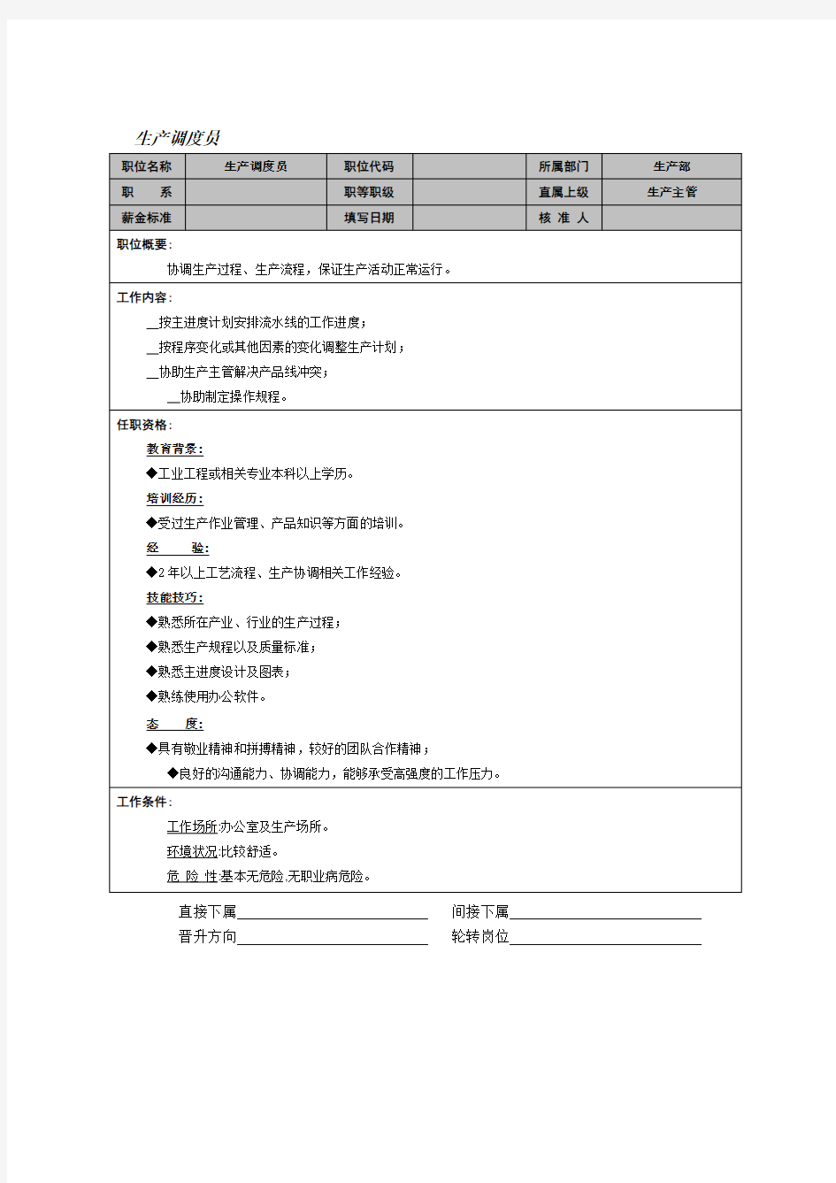 【岗位职责】公司调度员岗位规范