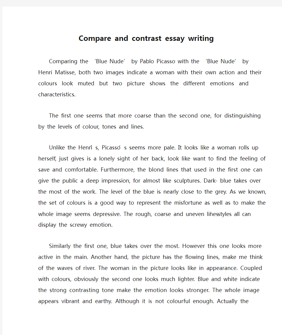 Compare and contrast essay writing 比较类文章的书写方法