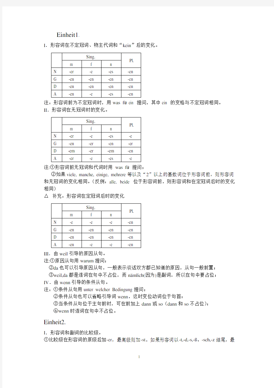 新编大学德语2_语法总结