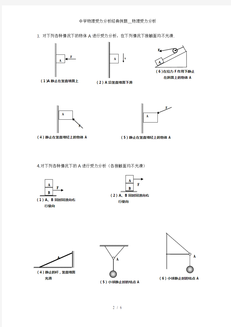 中学物理受力分析经典例题物理受力分析