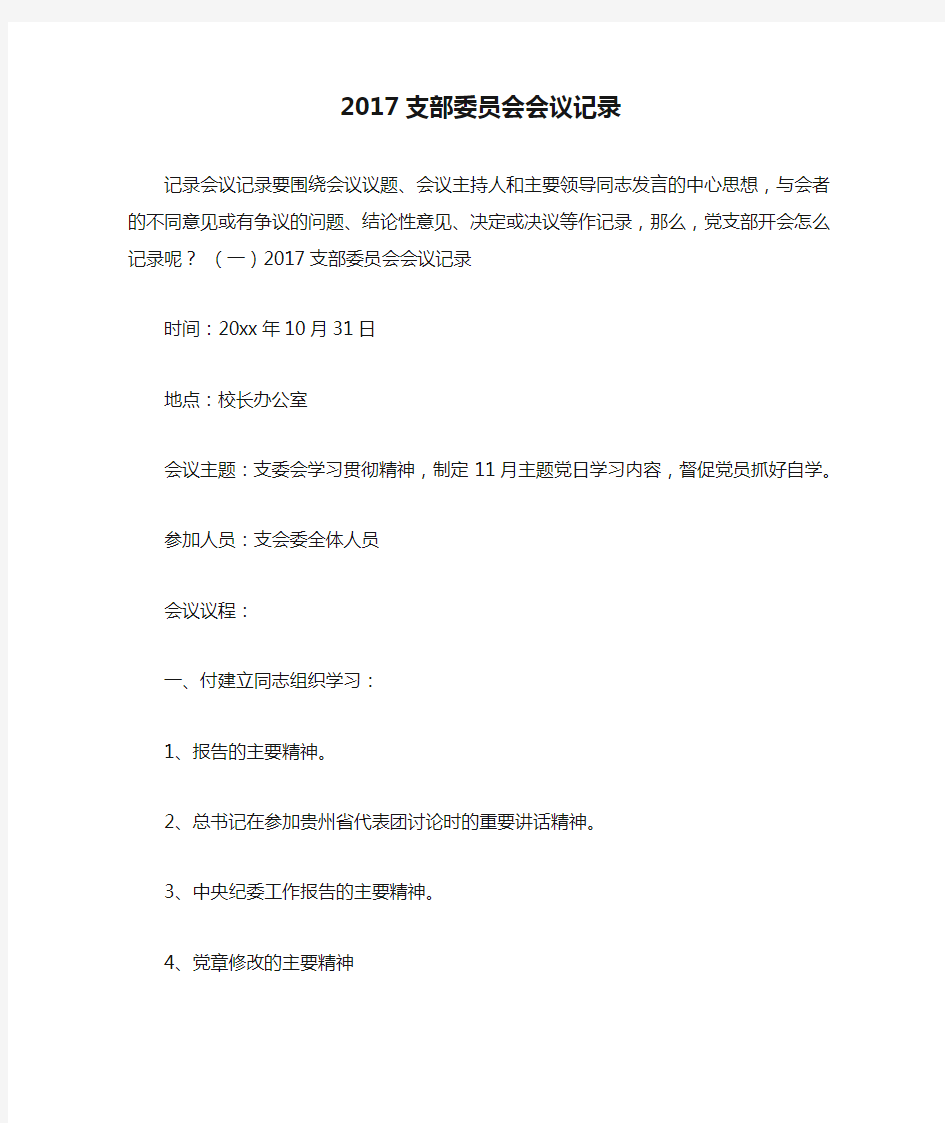 2017支部委员会会议记录