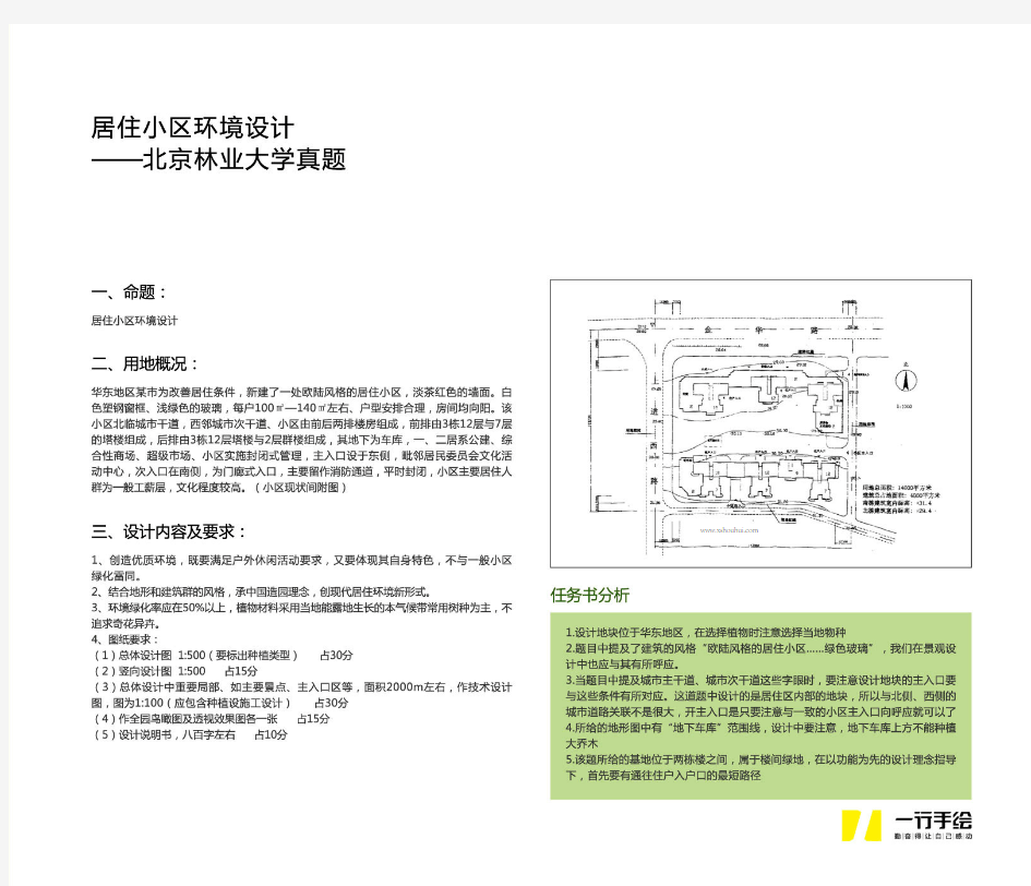 北京林业大学风景园林考研历年真题及解析-居住小区环境设计