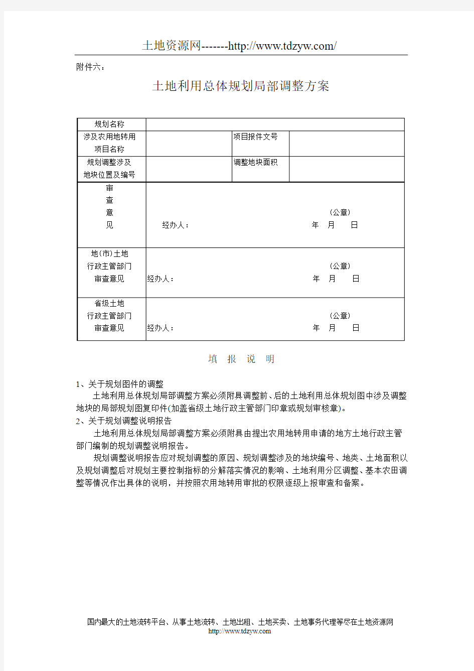 土地利用总体规划局部调整方案