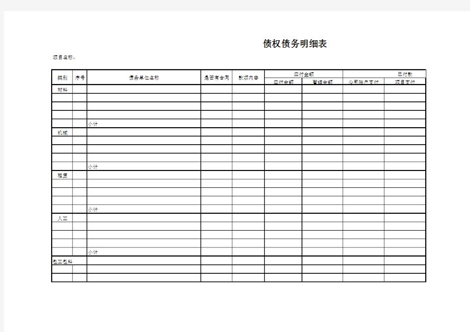 7.债权债务明细表