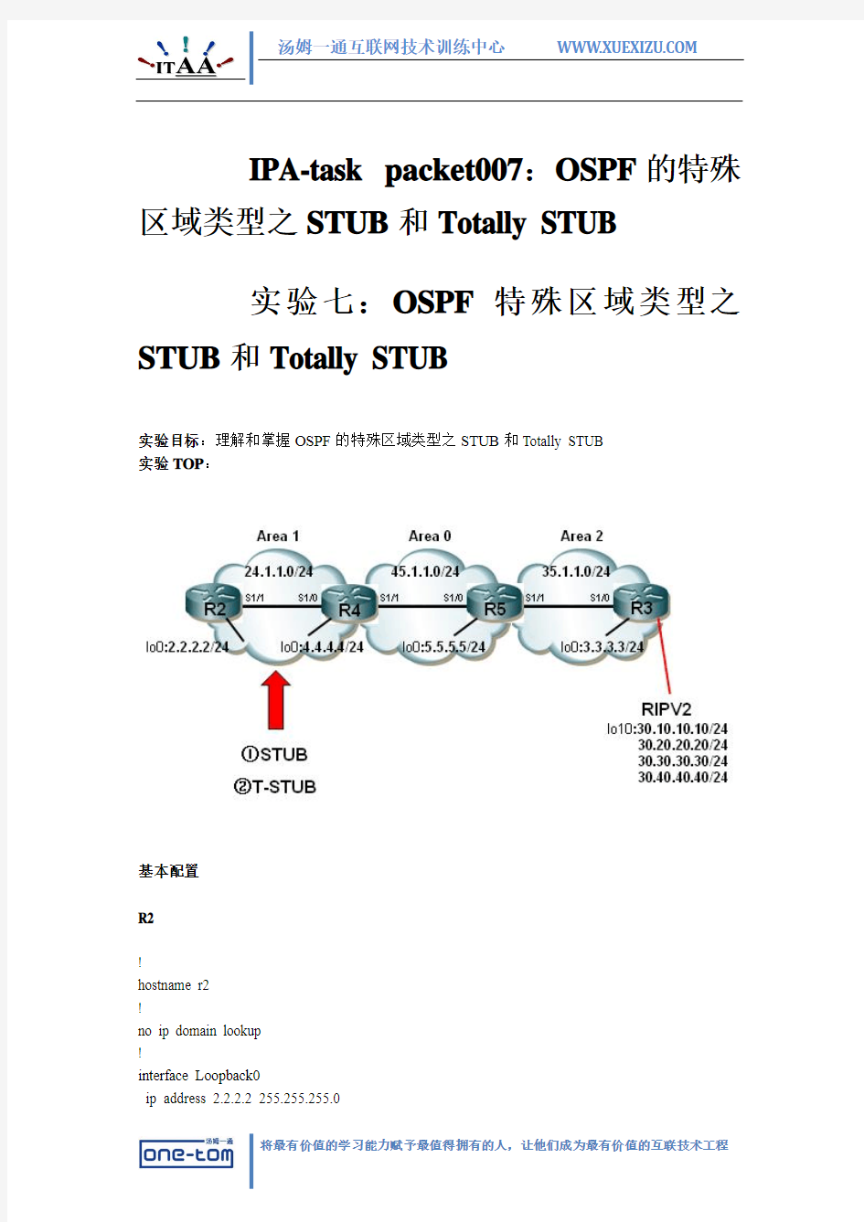 OSPF特殊区域类型之STUB和Totally STUB