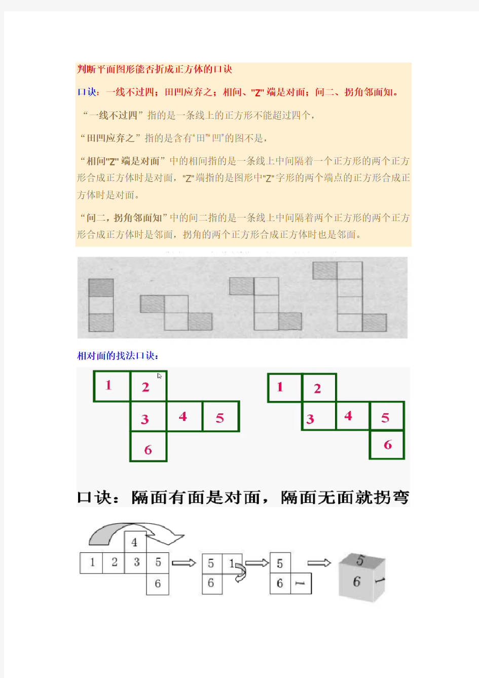 正方体的11种展开图(描点,描线含练习题)