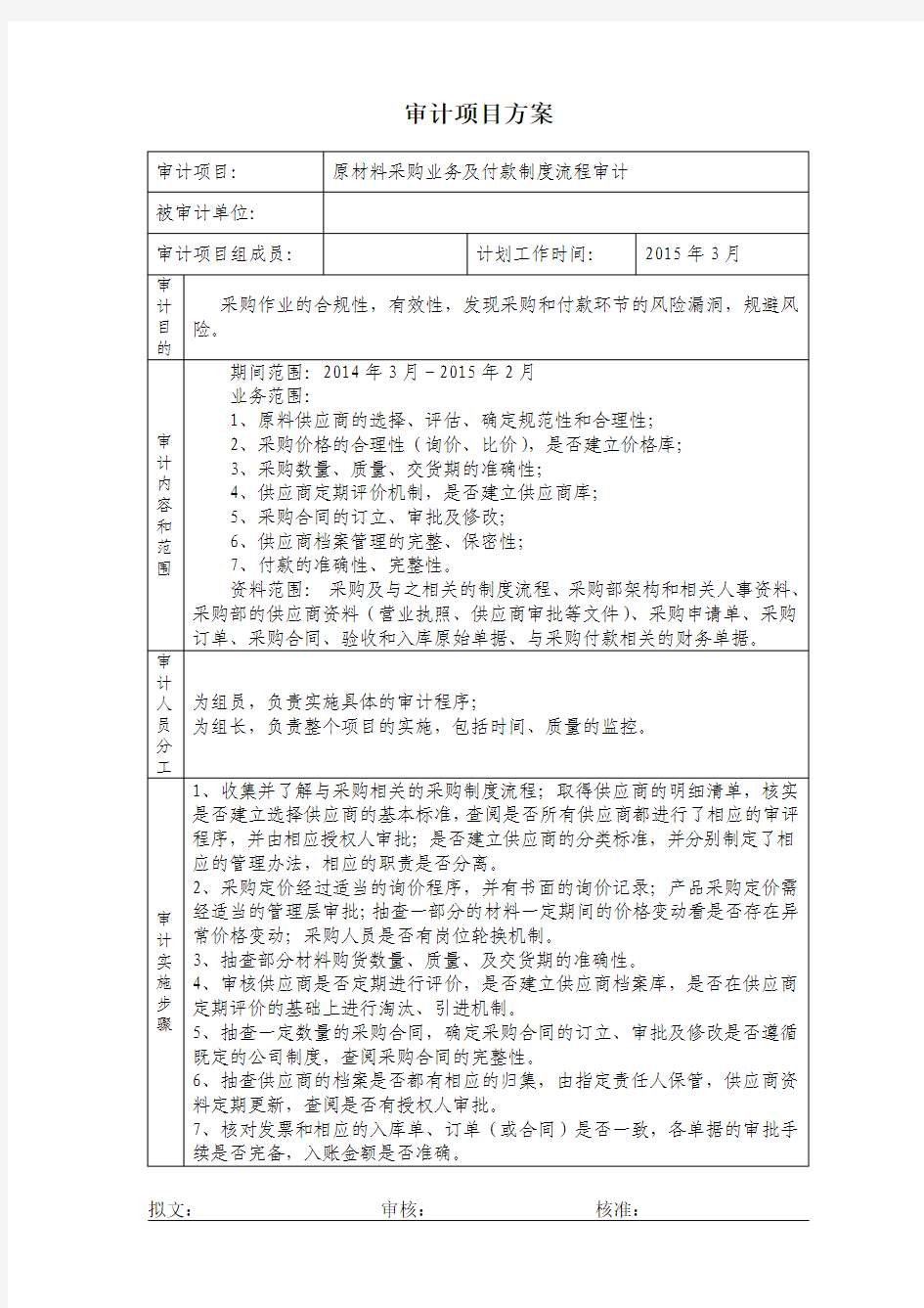 采购专项审计具体实施方案