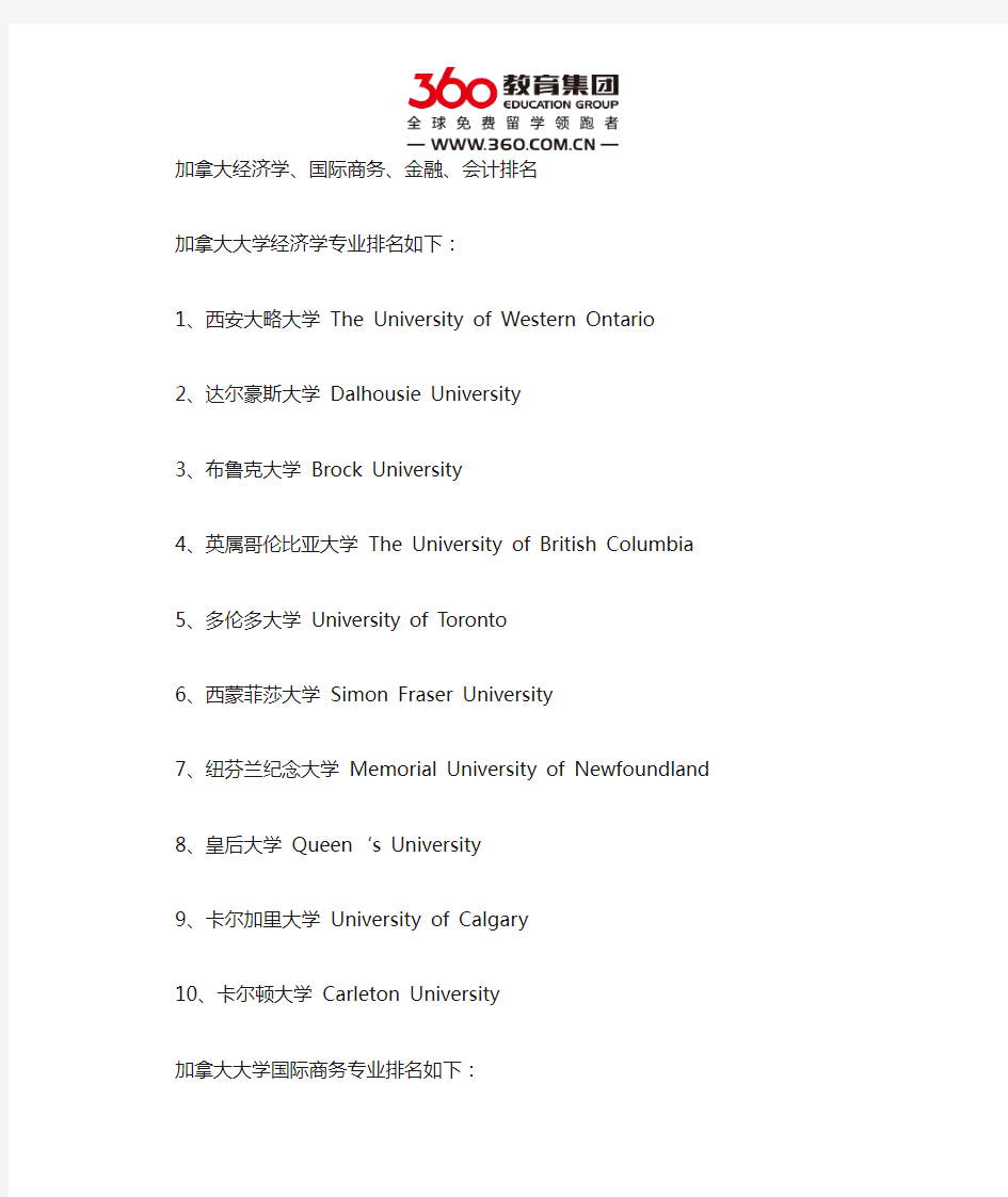 加拿大大学金融排名