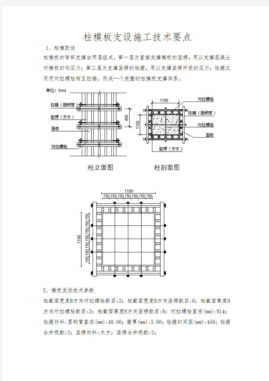 柱、墙、梁、板模板施工技术要点