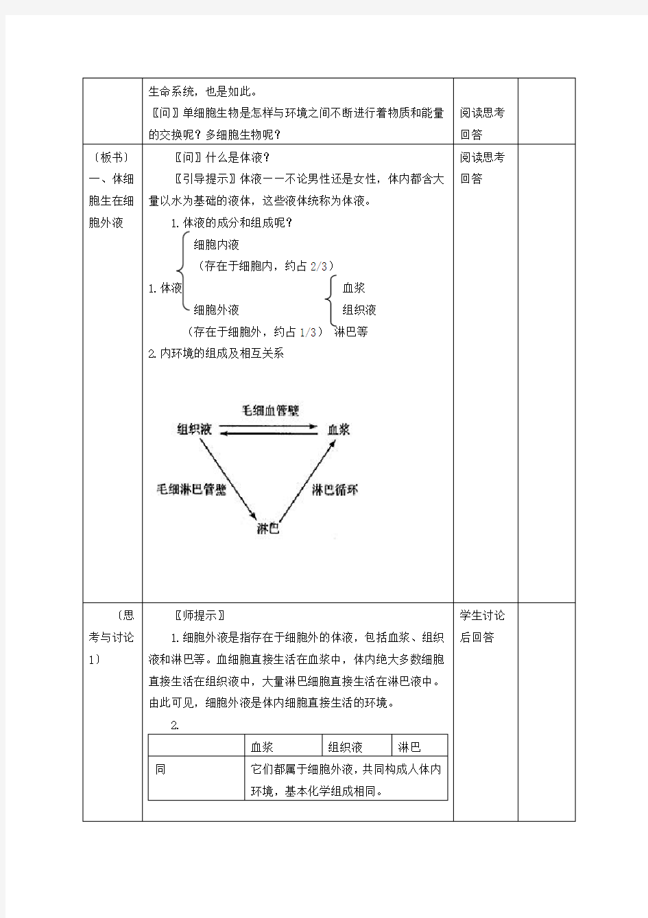 人教版高中生物必修三全套教案