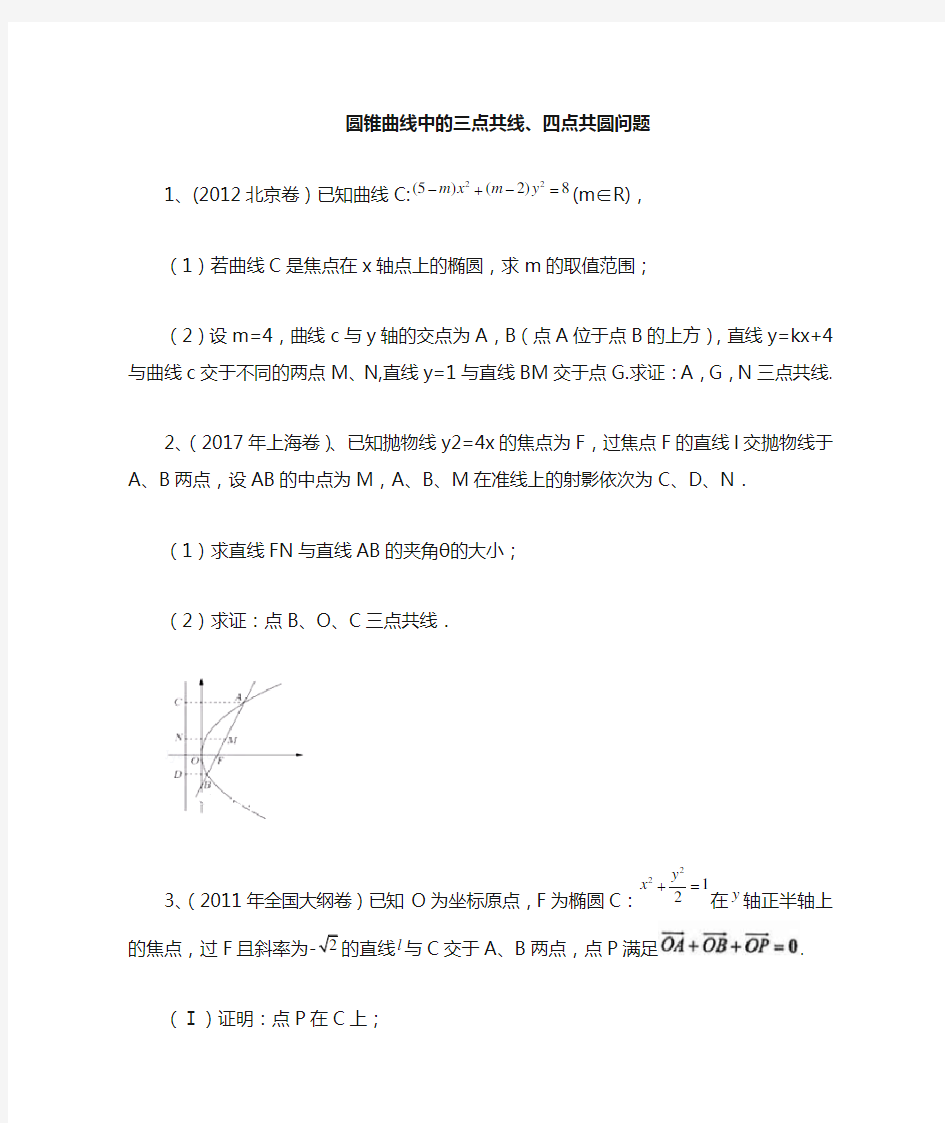 圆锥曲线中三点共线、四点共圆问题