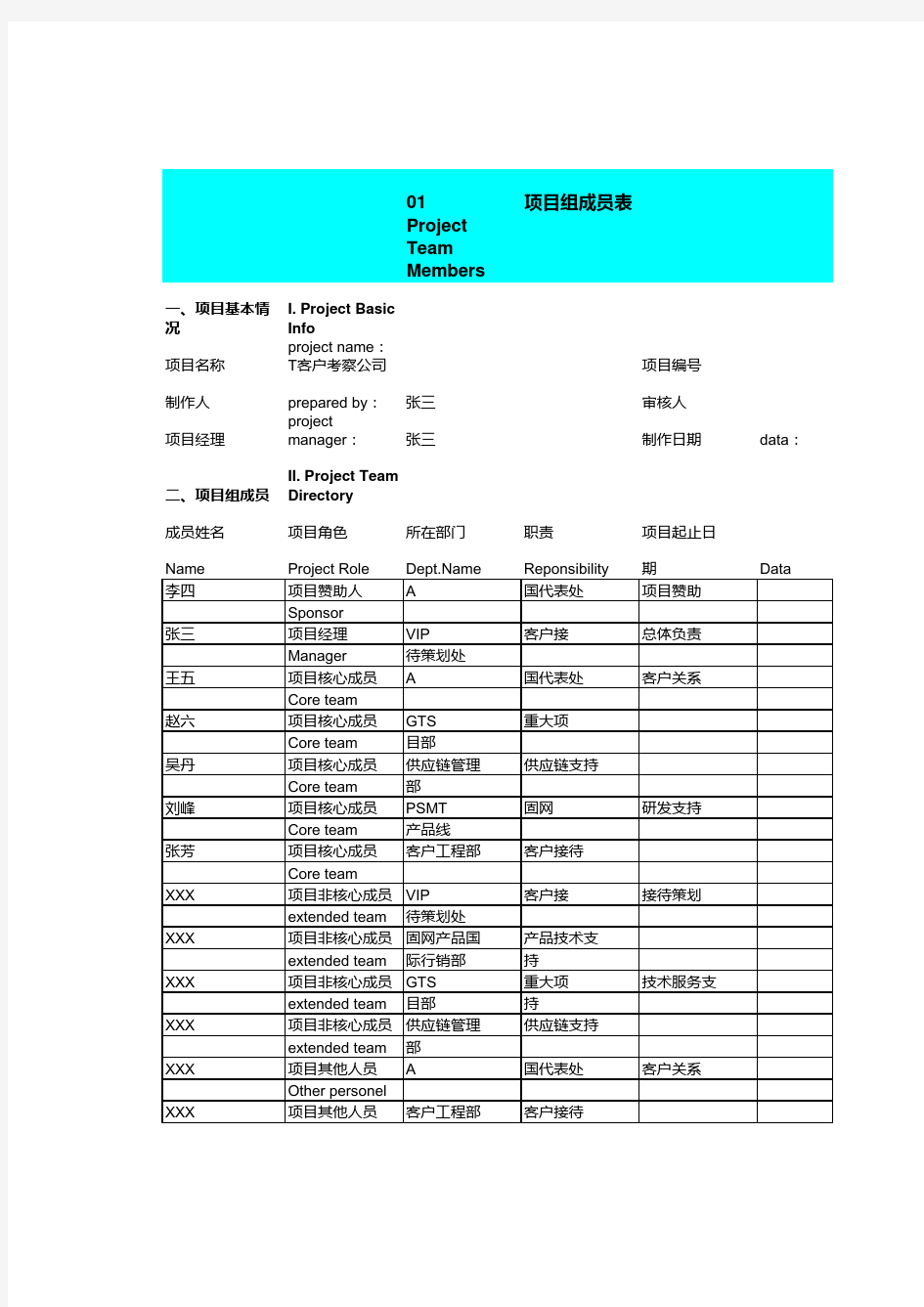 项目管理模板非常实用excel