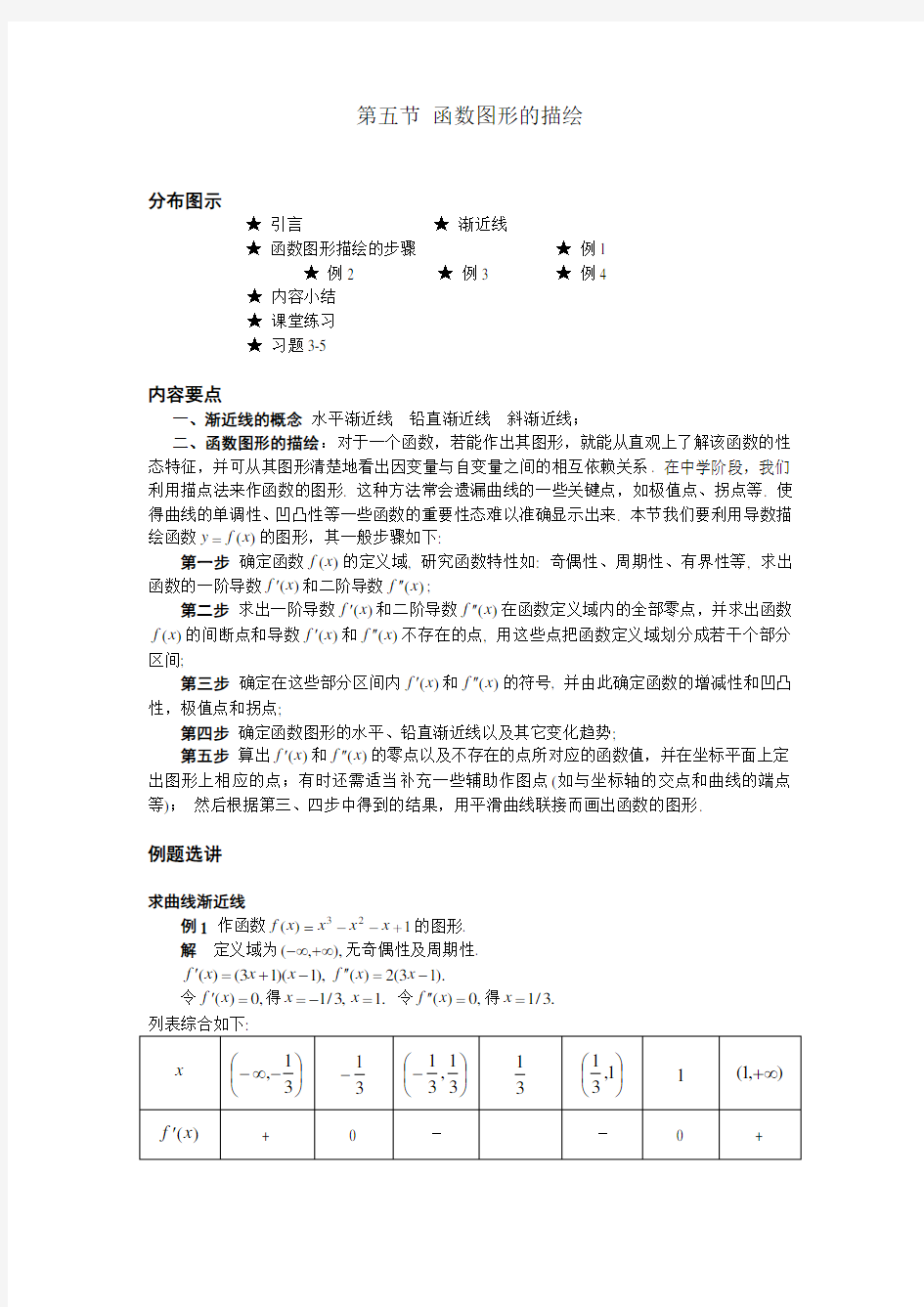 第五节--函数图形的描绘