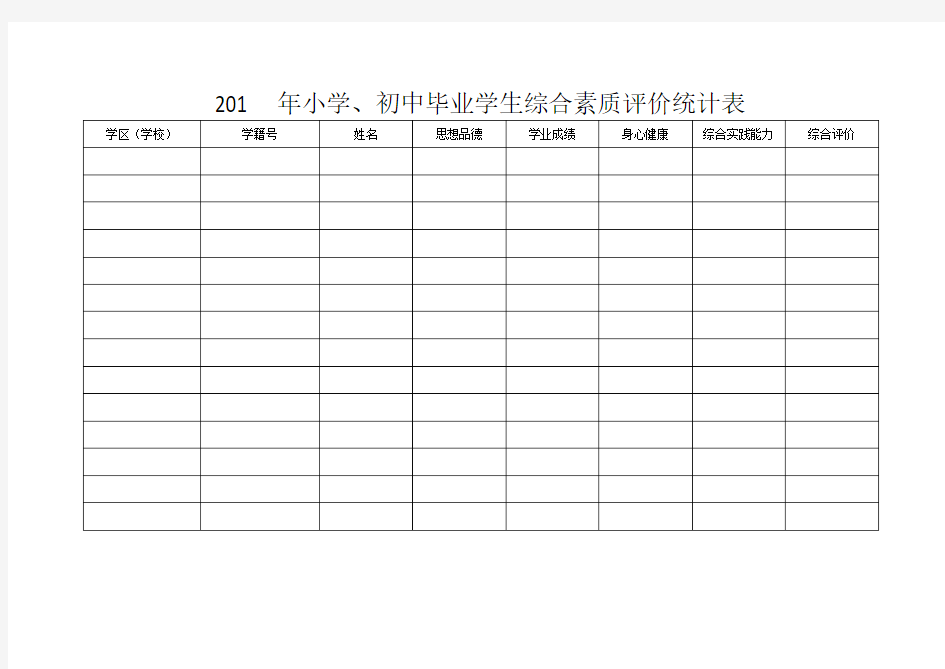 学生综合素质评价统计表