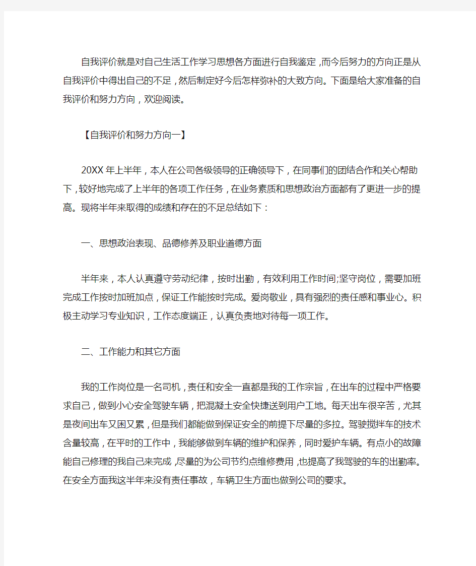 自我评价和努力方向