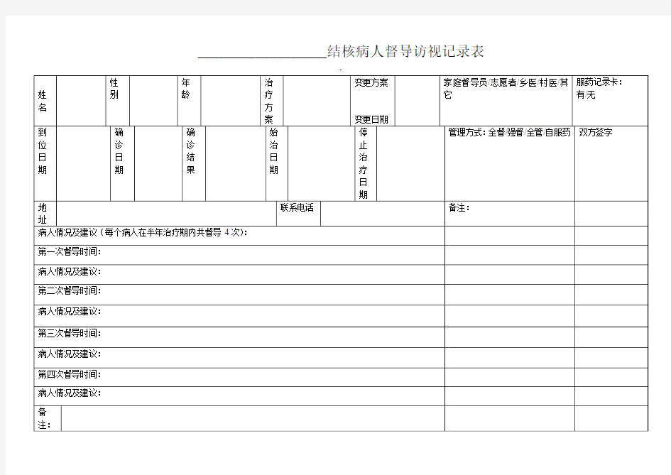 结核病人督导访视记录表1