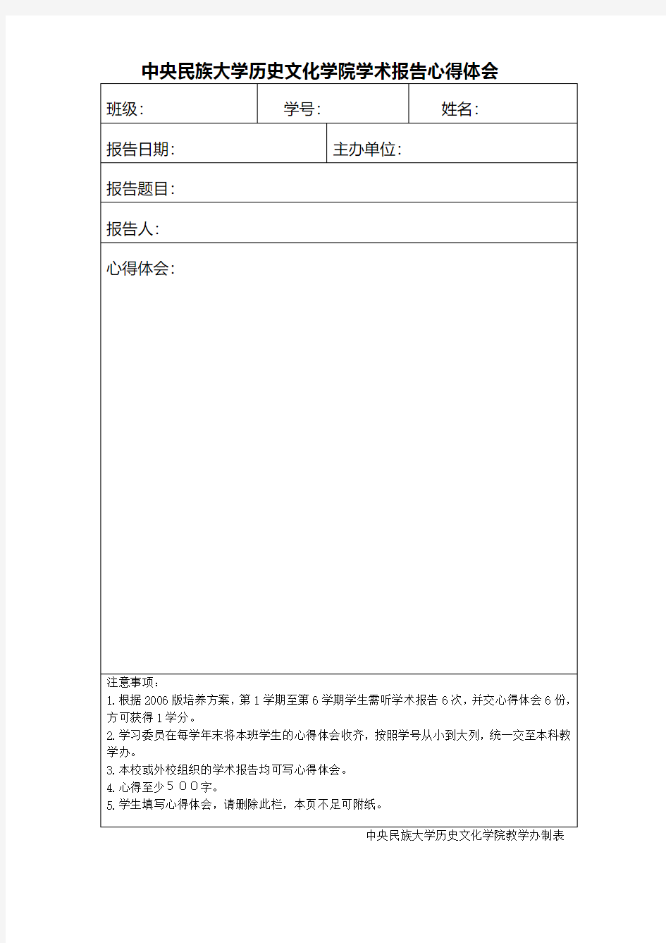 中央民族大学历史文化学院学术报告心得体会