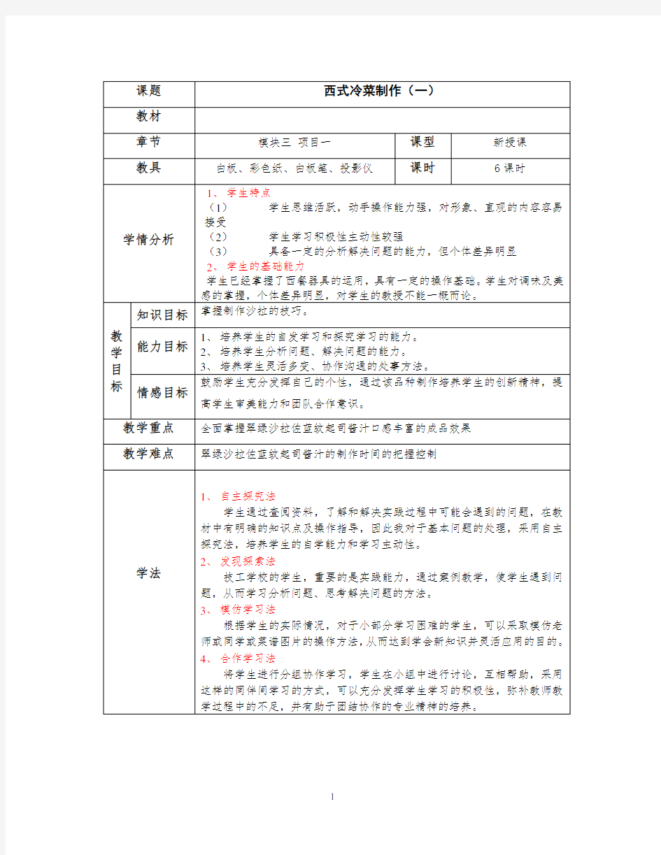 西式冷菜制作(一)