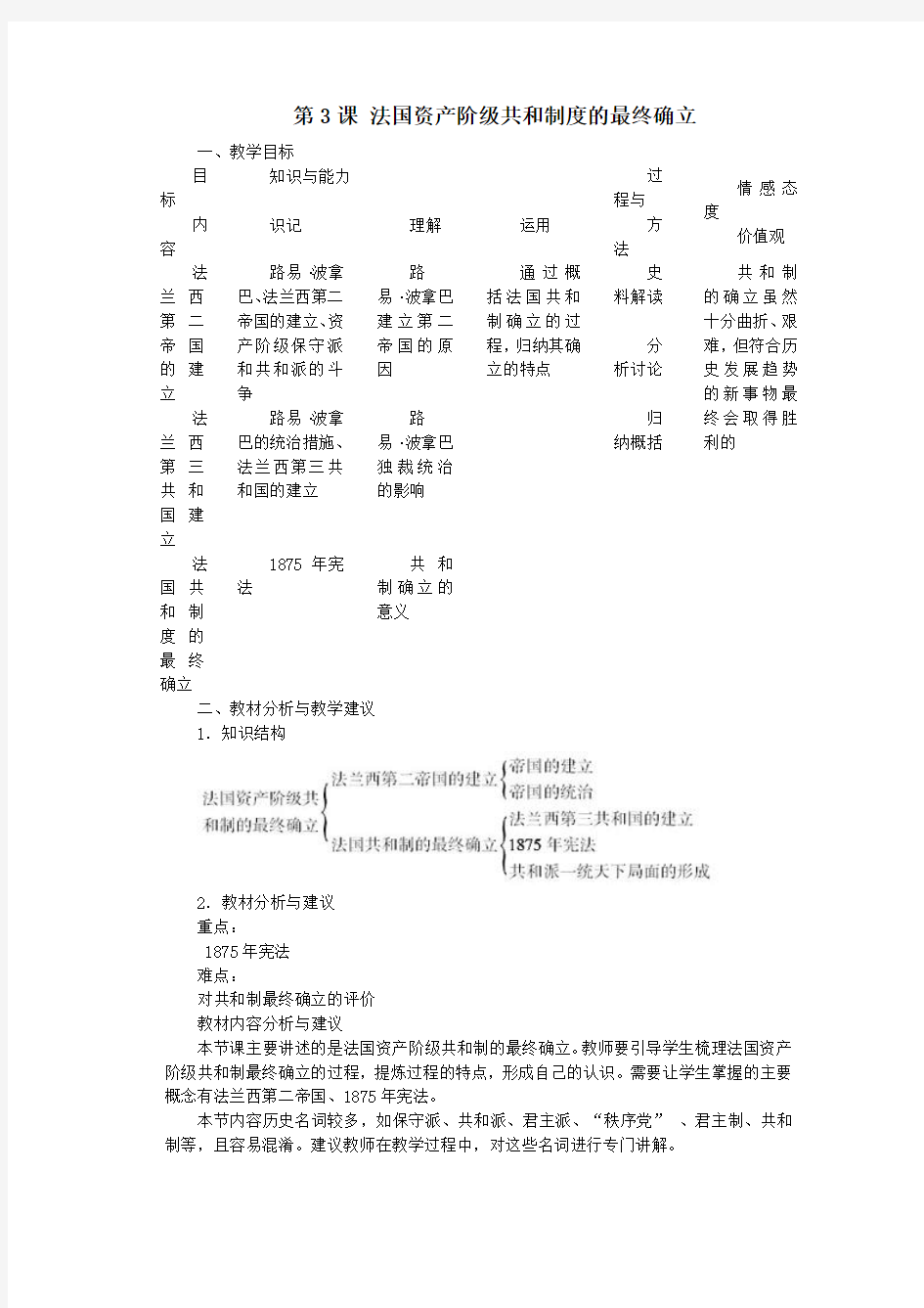 选修二第五单元第3课 法国资产阶级共和制度的最终确立