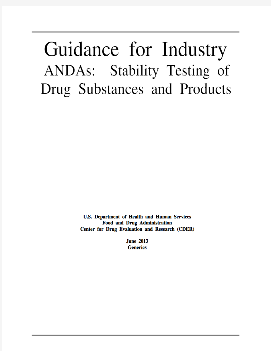 Stability Testing of Drug Substances and Products(FDA)