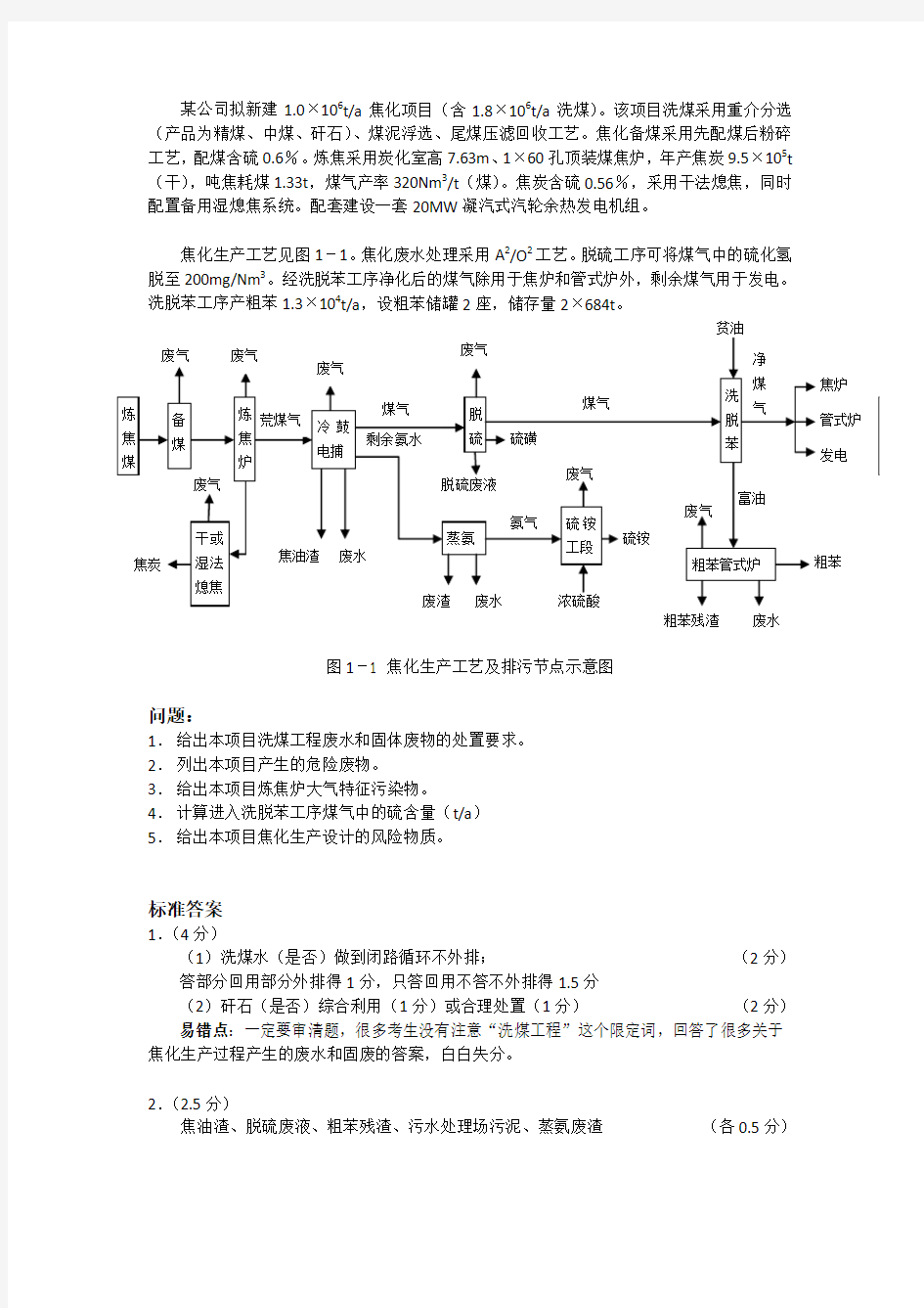 环评工程师考试真题_带评分标准