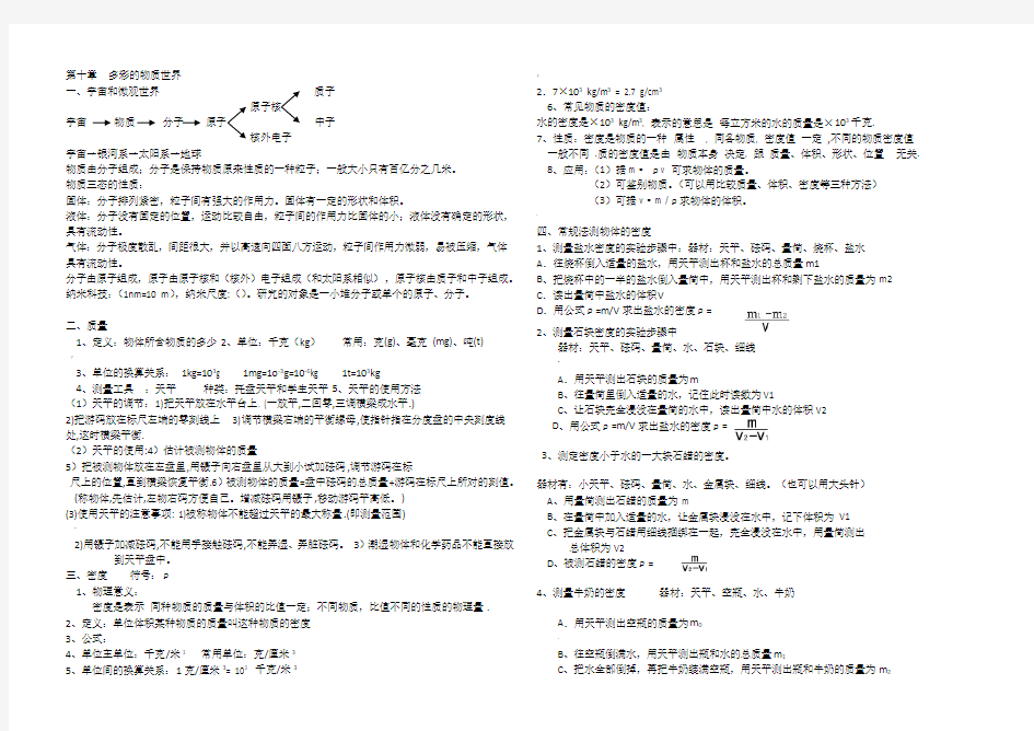 九年级物理知识点总结