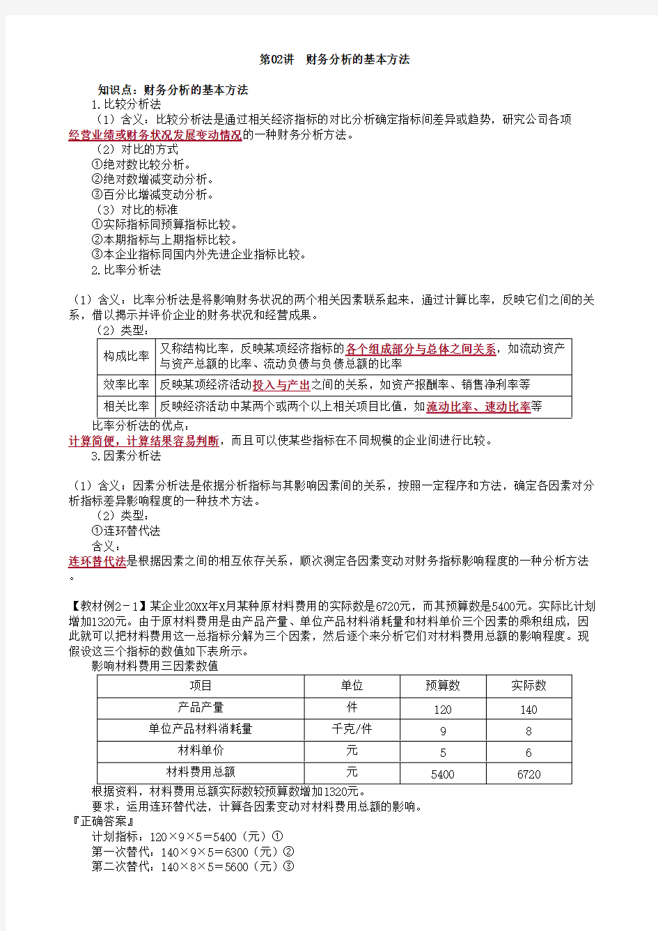 财务分析的基本方法