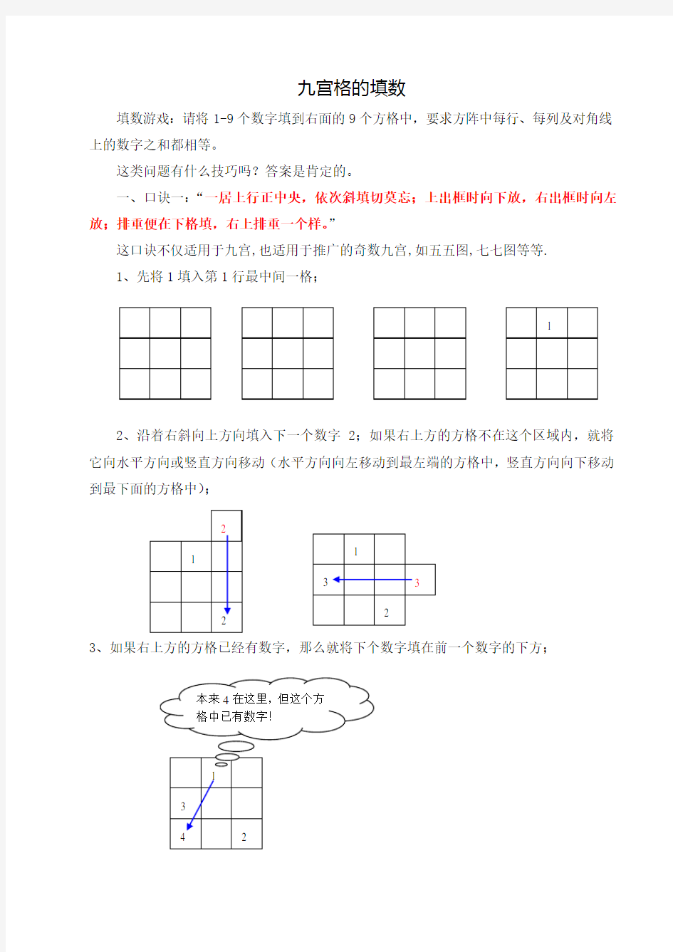 (完整版)九宫格的填数