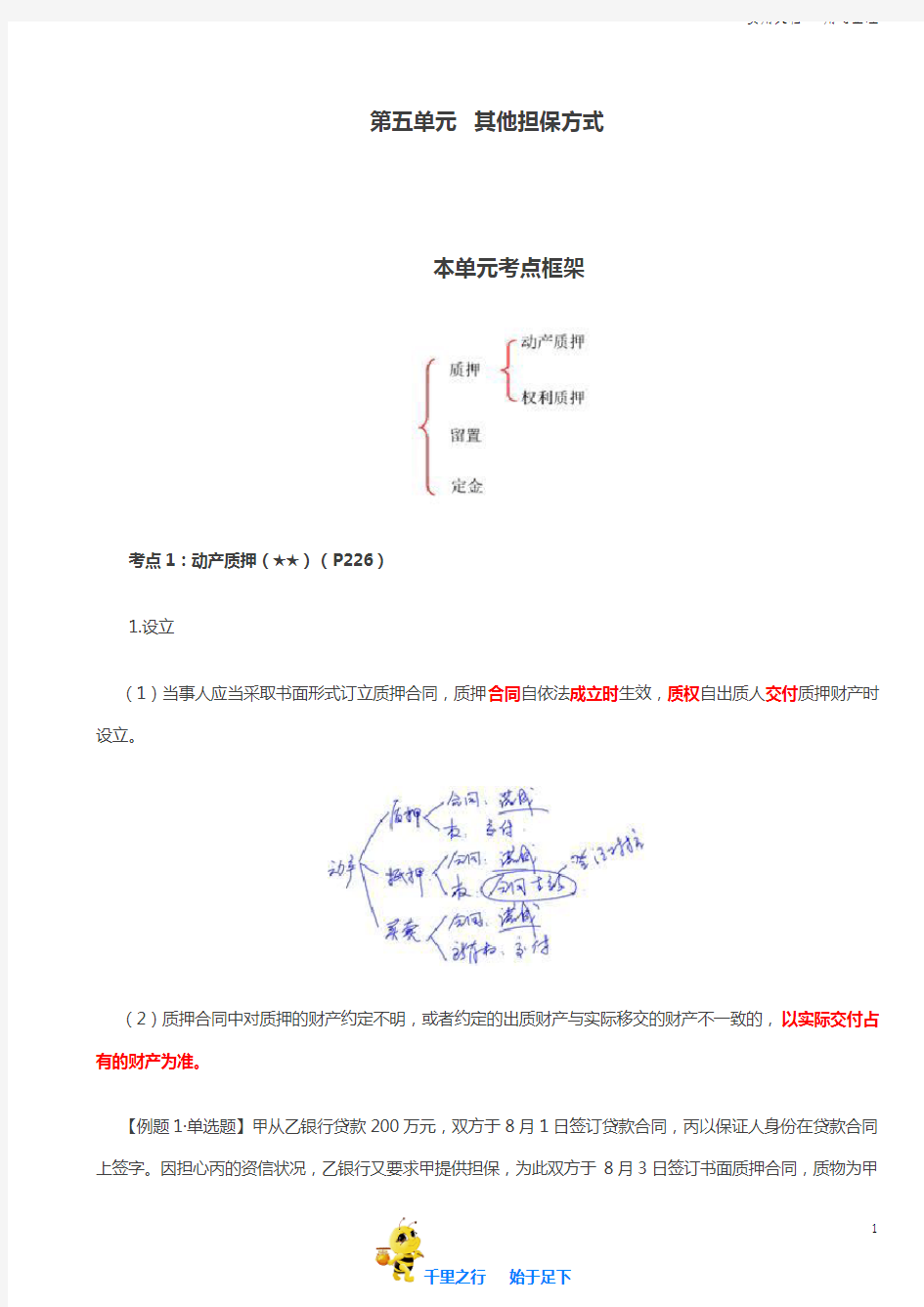 2019中级经济法65讲第45讲_动产质押、权利质押、留置、定金