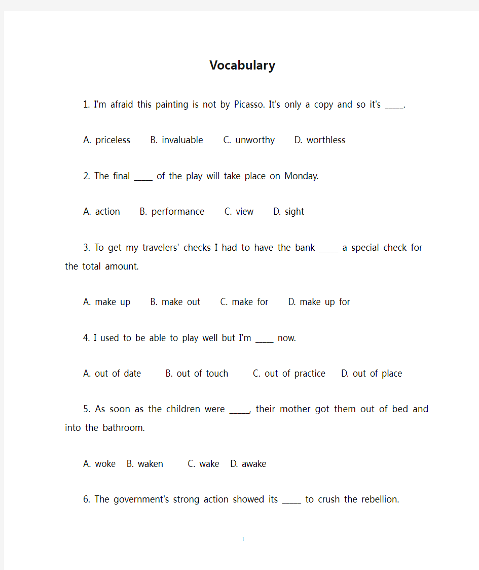 Vocabulary Exercise