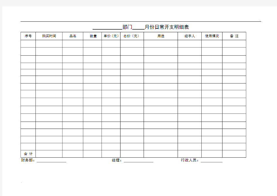 日常开支明细表
