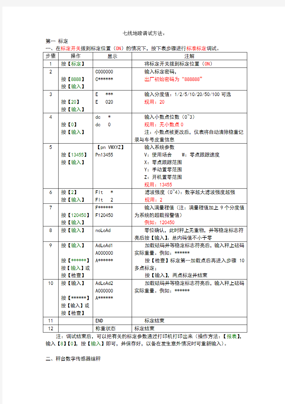 数字式地磅调试说明书