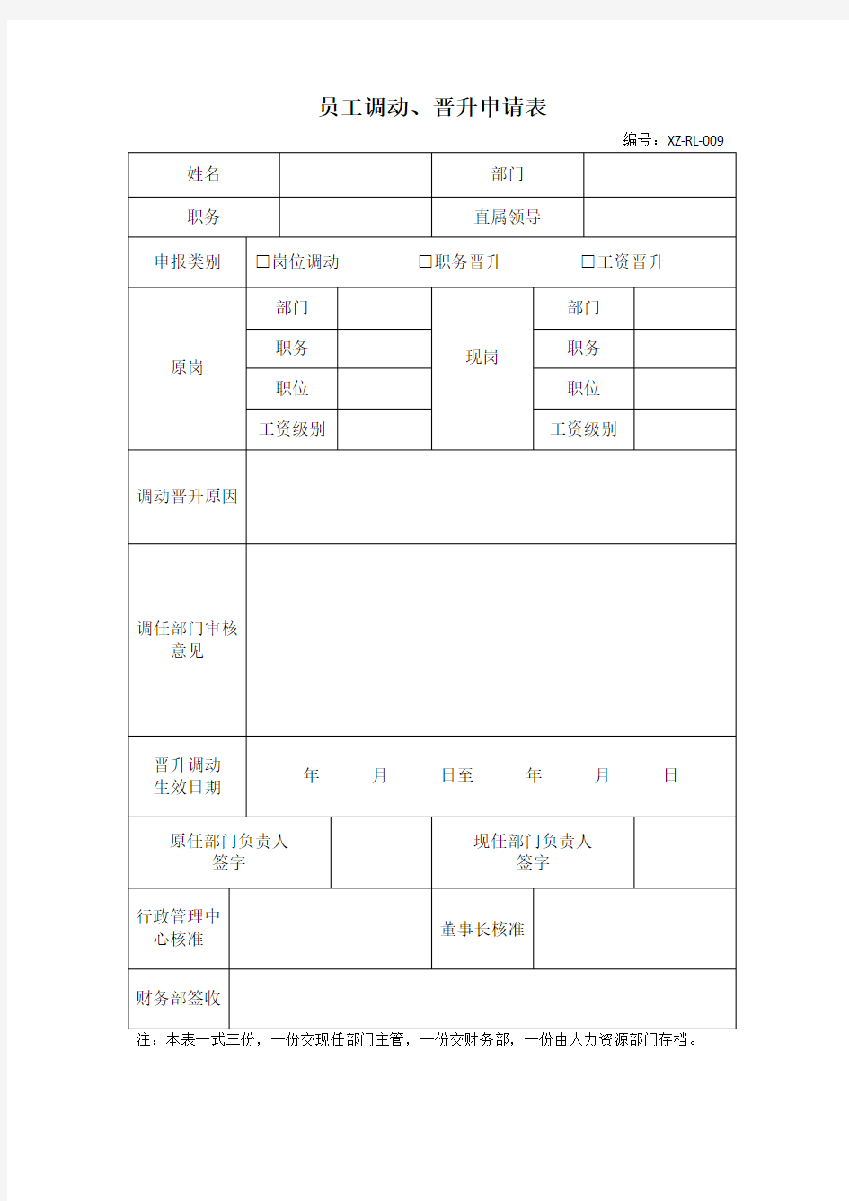 员工调动、晋升申请表