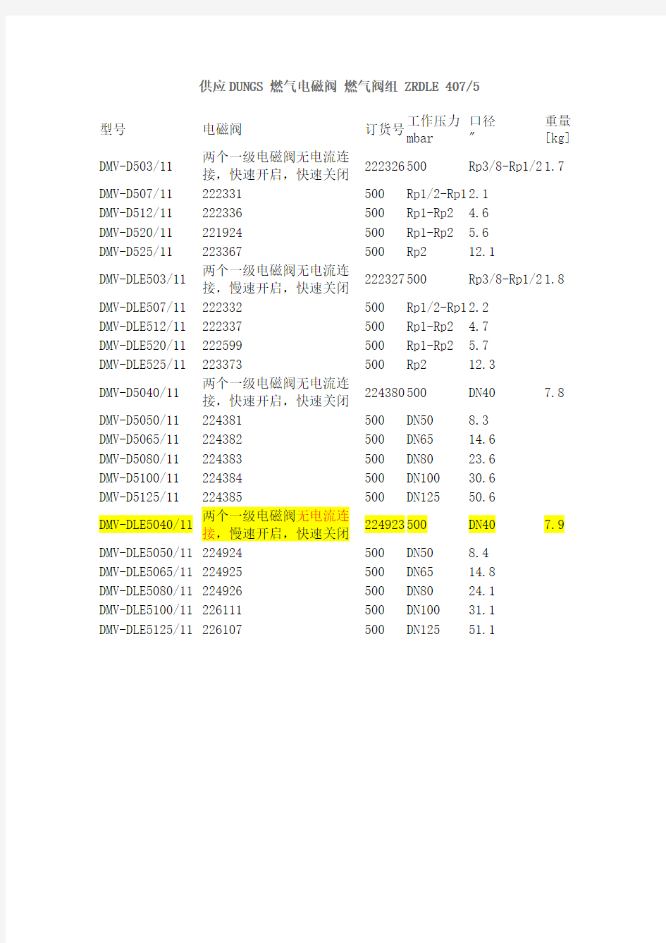 DUNGS 燃气电磁阀