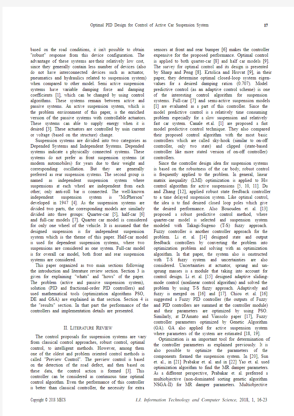 Optimal PID Design for Control of Active Car Suspension System(IJITCS-V10-N1-2)