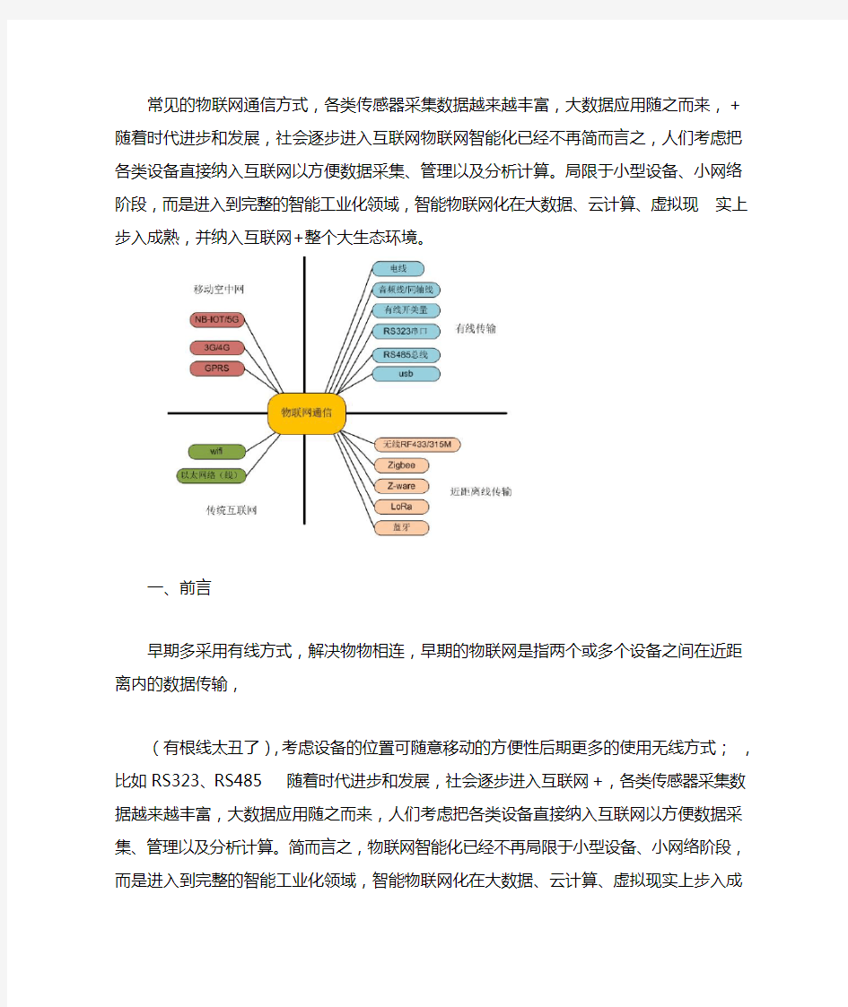 常见的物联网通信方式