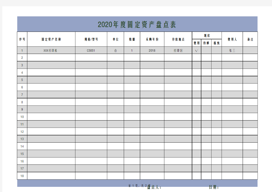 固定资产盘点表