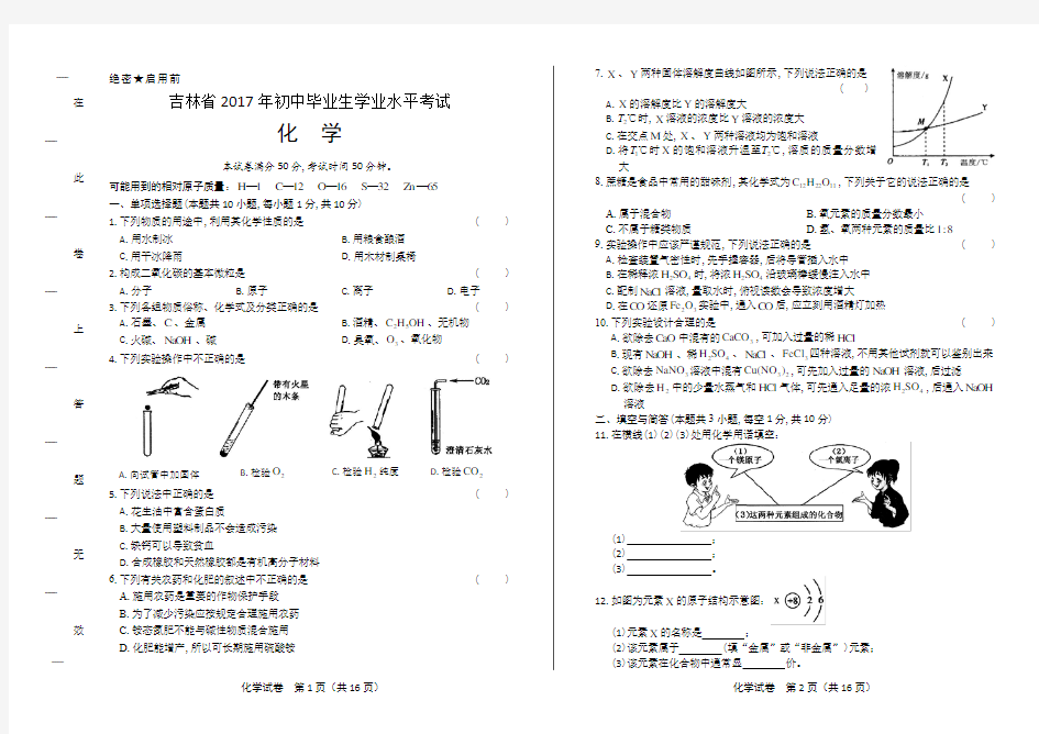 2017年吉林省中考化学试卷(附详细答案)