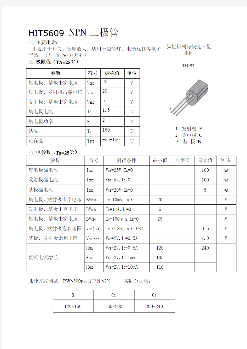 三极管参数大全,包括9011、9012、9013、9014、9015等